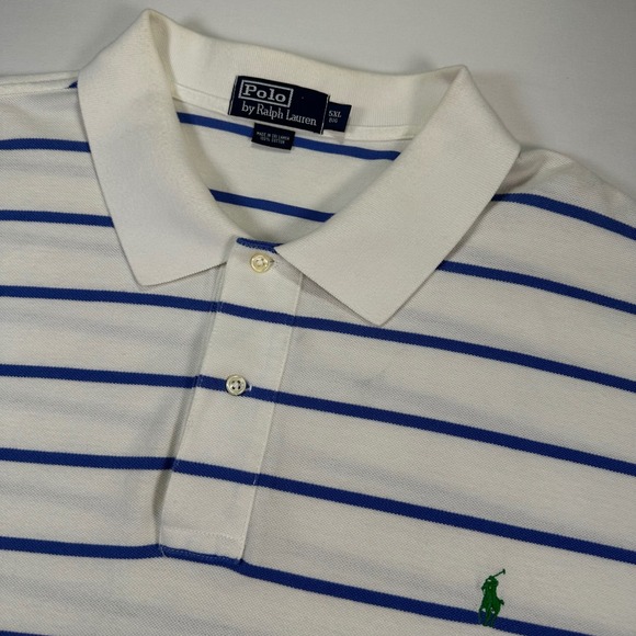 Polo by Ralph Lauren White Polo with Blue Stripes - Picture 1 of 6
